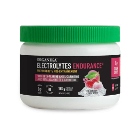 Front of Organika Sugar-Free Electrolyte Powder Pre Workout Electrolytes Endurance Cherry Frost