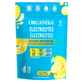 Front of Organika Sugar-Free Electrolyte Powder Classic Lemonade