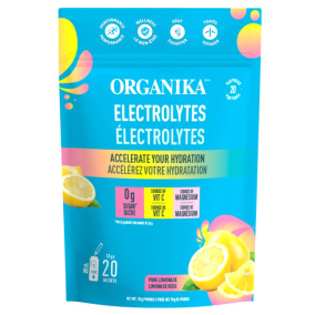 Front of Organika Sugar-Free Electrolytes Powder Pink Lemonade