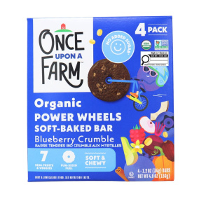 Once Upon A Farm Power Wheels Organic Soft-Baked Bars Blueberry Crumble Front of box
