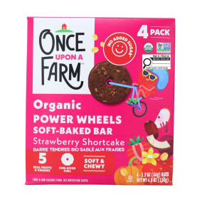 Once Upon A Farm Power Wheels Organic Soft-Baked Bars Strawberry Shortcake Front of box