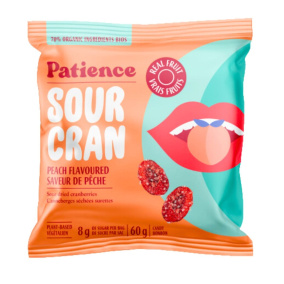 Front of Patience Fruit & Co. Organic Sour Cran Candy Sour Peach