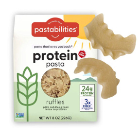 Front of Pastabilities High Protein Pasta Ruffles - Protein Noodles, High Protein Noodles, Egg Free Pasta, Vegan Pasta Noodles