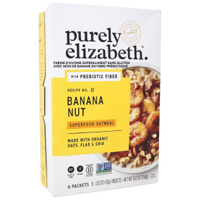 Front of Purely Elizabeth 5 Grain + Seed Gluten-Free Oatmeal Banana Nut - Instant Pot Oatmeal - Healthiest Instant Oatmeal - Healthy Instant Oatmeal