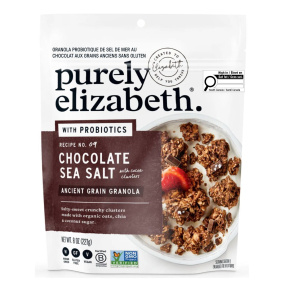 Front of Purely Elizabeth Chocolate Sea Salt Probiotic Granola - Gluten Free Granola - Protein Granola - Healthy Granola