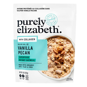 Front of Purely Elizabeth Gluten-Free Collagen Protein Oats Vanilla Pecan - Instant Pot Oatmeal - Healthiest Instant Oatmeal - Gluten Free Instant Oatmeal