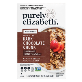 Purely Elizabeth Gluten-Free Superfood Oatmeal With Prebiotic Fiber Dark Chocolate Chunk, 6 Packets