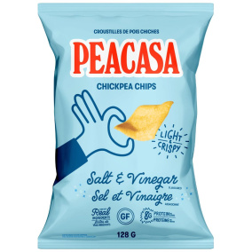 Peacasa High Protein Chickpea Chips Salt & Vinegar, 128g - Healthy Protein Chip, Vegan Protein Chips, High Protein Snacks Vegetarian, Chickpea Snacks