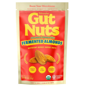 Front of Philosopher Foods Gut Nuts Fermented Almonds - Sourdough Bread Nuts - Fermented Snacks - Fermented Almonds