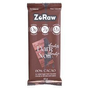 Front of ZoRaw Keto Protein Dark Chocolate Bar