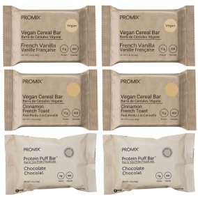 PROMIX Plant-Based Protein Cereal Bar Variety 6-Pack, 40 g each
