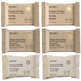 PROMIX Vegan Protein Cereal Bar Variety 6-Pack Canada Front