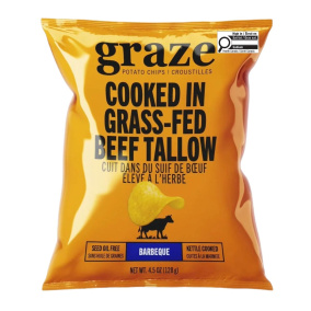 Graze Potato Chips Kettle Cooked in Grass-Fed Beef Tallow Barbecue, 128g