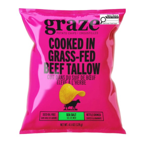 Graze Potato Chips Kettle Cooked in Grass-Fed Beef Tallow Sea Salt, 128g