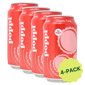 Poppi Prebiotic Soda Classic Cola 4-Pack, 355 mL each Front