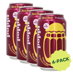Poppi Prebiotic Soda Root Beer 4-Pack, 355 mL each Front