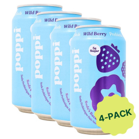 Poppi Prebiotic Soda Wild Berry 4-Pack, 355 mL each Front