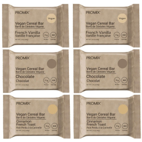 PROMIX Vegan Protein Cereal Bar Variety 6-Pack Canada Front