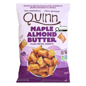 Front of Quinn Maple Almond Butter Filled Gluten-Free Pretzel Nuggets