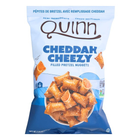 Front of Quinn Cheddah Cheezy Style Filled Gluten-Free Pretzel Nuggets, 164g