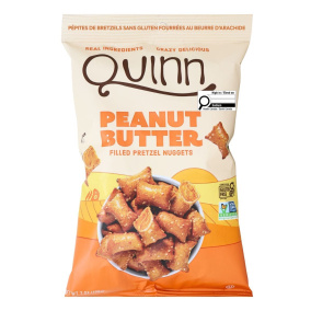 Front of Quinn Peanut Butter Filled Gluten Free Pretzel Nuggets - Vegan Pretzel Nuggets - Kosher Pretzel Nuggets - Non-GMO Pretzel Nuggets