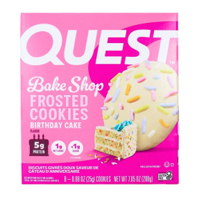 Front of Quest Keto Soft Baked Frosted Cookies Birthday Cake Flavour, 8 Cookies
