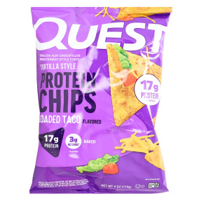 Front of Quest Tortilla Style Protein Chips Loaded Taco