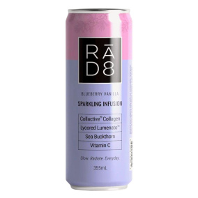 Front of RA.D8 Collagen Sparkling Tea Infusion Blueberry Vanilla