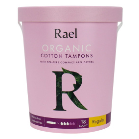 Rael Organic Cotton Tampons Regular, 18 Pack