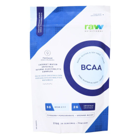 Front of Raw Nutritional BCAA Powder BCAA Electrolytes Branched Chain Amino Acids Supplement Blueberry Pomegranate