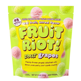 Front of Fruit Riot Sour Grapes - Frozen Grapes - Sugar Grapes - Frozen Sugared Grapes - Frozen Candy