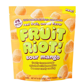 Front of Fruit Riot Real Fruit Candy Sour Mango - Real Fruit Candy - Sour Mango Candy Links - Frozen Dessert