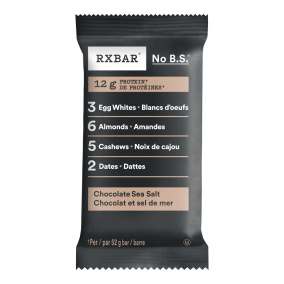 Front of RX bar chocolate sea salt - Clean Protein Bar - Gluten Free Protein Bar - Dates Protein Bar