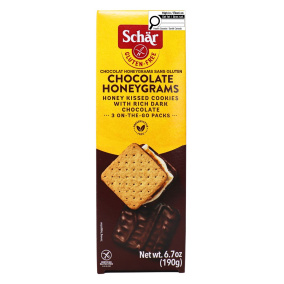 Front of Schar Gluten-Free Honeygrams Chocolate - Schar Canada - Honey Graham Crackers - Gluten Free Honey Graham Crackers