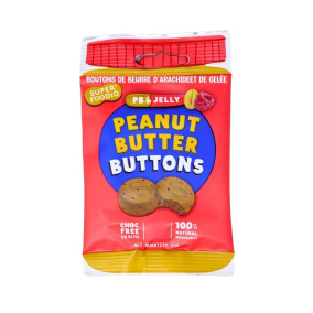Front of Superfoodio Peanut Butter Buttons - Peanut Butter Bites - Peanut Butter Jelly Bites