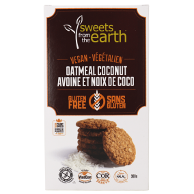 Front of Sweets From The Earth Vegan Oatmeal Coconut Cookies, 300g