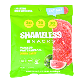 Front of Shameless Snacks Low Sugar Gummies Healthy Gummy Candy Watermelon