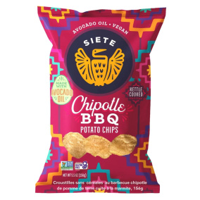 Front of Siete Grain-Free Kettle Cooked Potato Chips Chipotle BBQ - Healthy Potato Chips - Kettle Chips - Chip and Potato