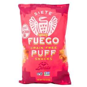 Front of Siete Grain-Free Puff Snacks Spicy Fuego