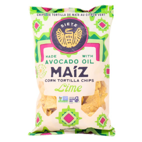 Front of Siete Maiz Totopos Corn Tortilla Chips Lime - Gluten Free Tortilla Chips - Tortilla Chips Avocado Oil - Gluten Free Nacho Chips