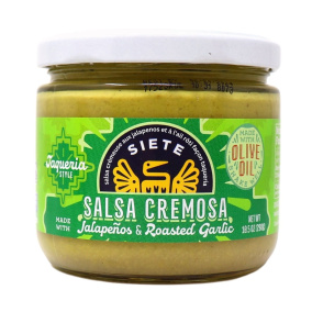 Front of Siete Tacqueria Style Salsa Cremosa Jalapeno Roasted Garlic
