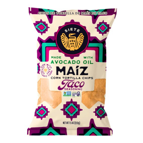 Front of Siete Tortilla Chips - Siete Chips - Taco Chips -  Avocado Oil Chips