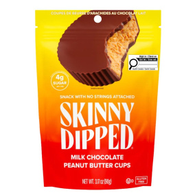 Front of Skinny Dipped Cups Milk Chocolate Peanut Butter Cups - Skinny Dipped Peanut Butter Cups - Healthy Peanut Butter Cups - Healthy Reese’s Cups
