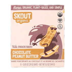 Front of Skout Organics Bars Kids Snack Bars Date Bars Chocolate Peanut Butter Bars