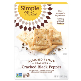 Front of Simple Mills Grain-Free Almond Flour Crackers Cracked Black Pepper, 120g