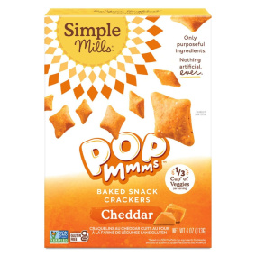 Front of Simple Mills Gluten-Free Veggie Flour Baked Crackers Cheddar