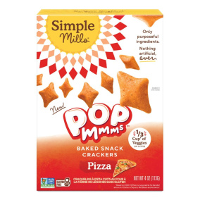 Front of Simple Mills Pop Mmms Pizza Hidden Veggies Snacks Gluten-Free Pizza Crackers