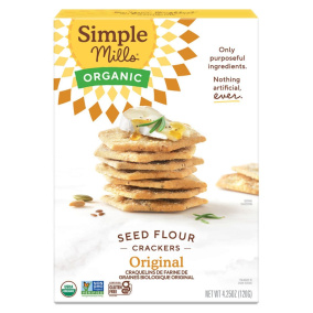 Front of Simple Mills Organic Seed Flour Crackers Original, 120g