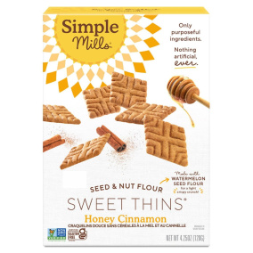 Front of Simple Mills Grain Free Sweet Thins Honey Cinnamon, 120g