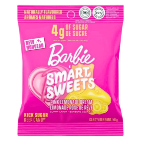 Front of SmartSweets x Barbie Gummies Low Sugar Candy Pink Lemonade Dream